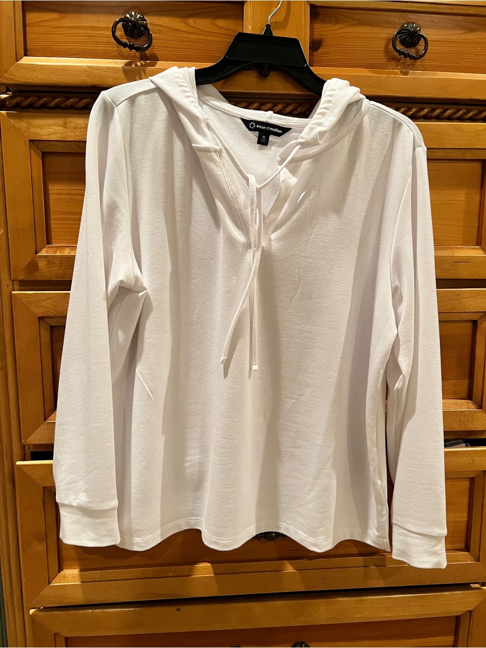 Ease of Motion White Hooded Hoodie Long Sleeve Pullover Sz XL